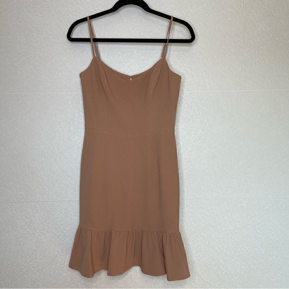 DRESS the Population Mira Ruffled Hem Dress TAN S - Picture 2 of 4